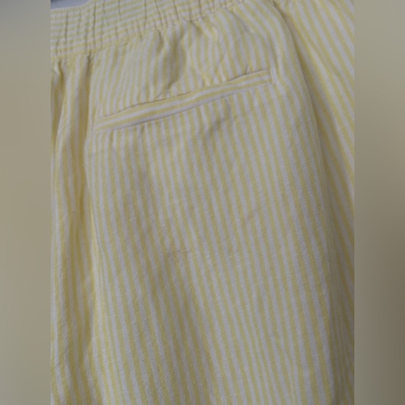 Loft Fluid Linen Blend Striped Wide Leg Crop Pants Yellow White Small Lined - Picture 4 of 8